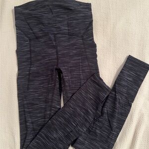 Lululemon Athletica Black and White Striped Leggings